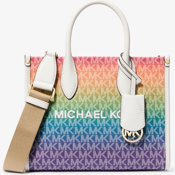 Michael Kors Mirella Small Rainbow Signature Logo Crossbody Bag Rainbow - Picture 1 of 11